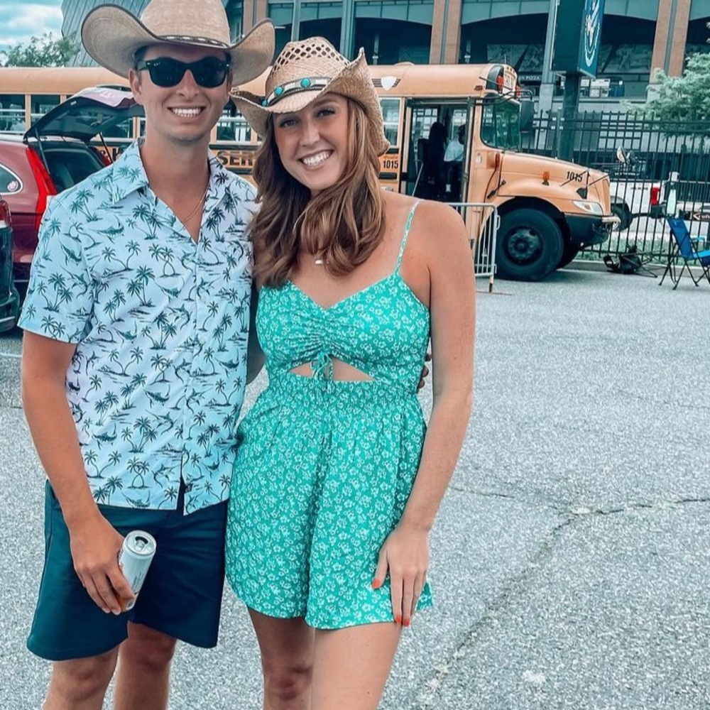 Hollister Green Floral Cutout Romper